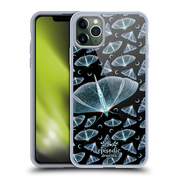 Episodic Drawing Moth Patterns Translucent Soft Gel Case for Apple iPhone 11 Pro Max