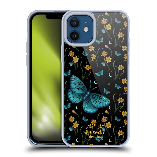Episodic Drawing Moth Patterns Daffodil Flowers Soft Gel Case for Apple iPhone 12 / iPhone 12 Pro