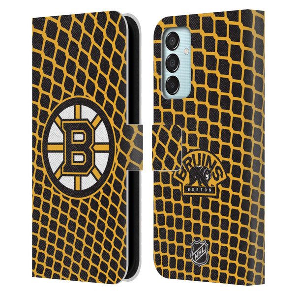 NHL Boston Bruins Net Pattern Leather Book Wallet Case Cover For Samsung Galaxy M15/F15 5G