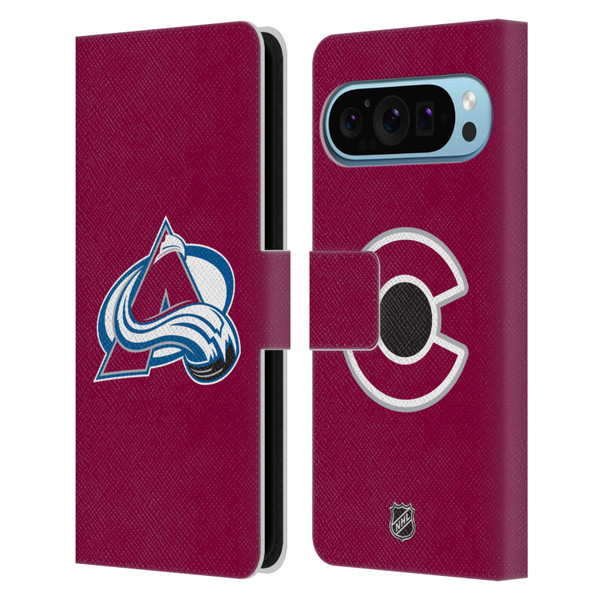 NHL Colorado Avalanche Plain Leather Book Wallet Case Cover For Google Pixel 9 / Pixel 9 Pro