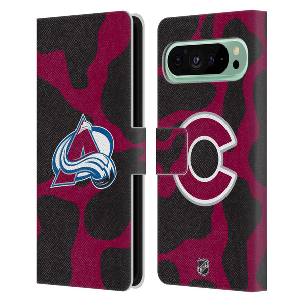 NHL Colorado Avalanche Cow Pattern Leather Book Wallet Case Cover For Google Pixel 9 Pro XL
