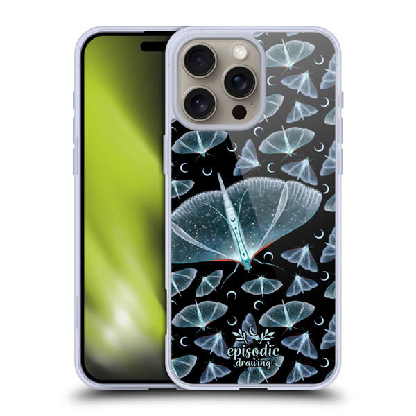 Episodic Drawing Moth Patterns Translucent Soft Gel Case for Apple iPhone 16 Pro Max