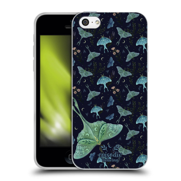 Episodic Drawing Moth Patterns Green Soft Gel Case for Apple iPhone 5c