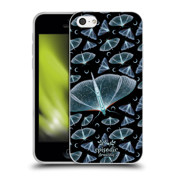 Episodic Drawing Moth Patterns Translucent Soft Gel Case for Apple iPhone 5c
