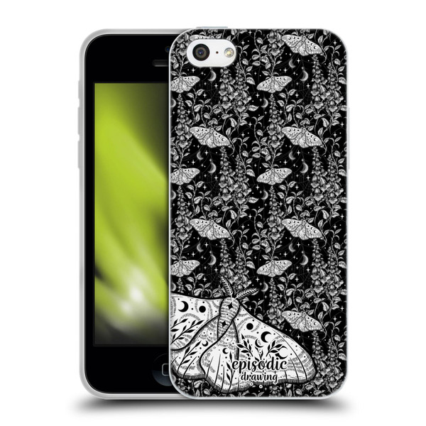 Episodic Drawing Moth Patterns White Soft Gel Case for Apple iPhone 5c