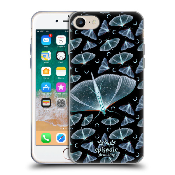Episodic Drawing Moth Patterns Translucent Soft Gel Case for Apple iPhone 7 / 8 / SE 2020 & 2022