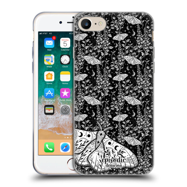 Episodic Drawing Moth Patterns White Soft Gel Case for Apple iPhone 7 / 8 / SE 2020 & 2022