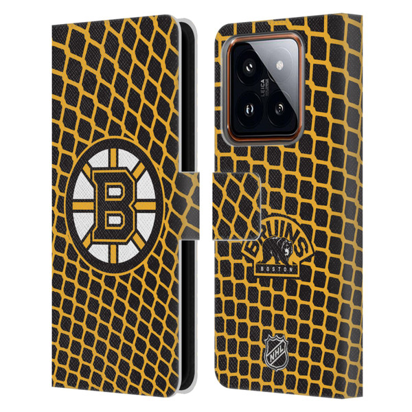 NHL Boston Bruins Net Pattern Leather Book Wallet Case Cover For Xiaomi 14