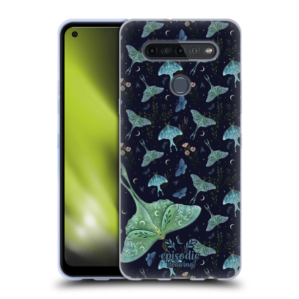 Episodic Drawing Moth Patterns Green Soft Gel Case for LG K51S