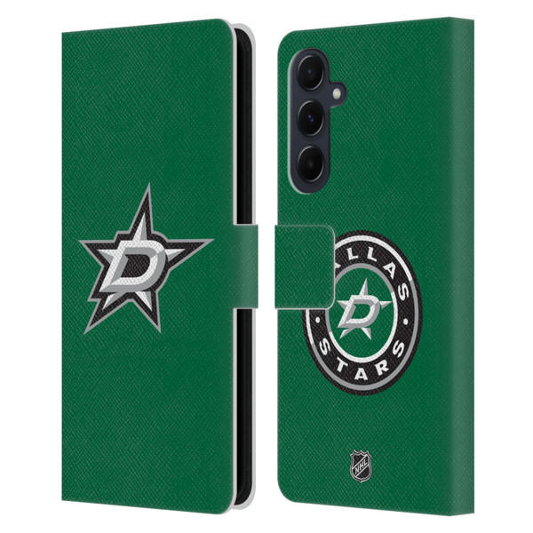 NHL Dallas Stars Plain Leather Book Wallet Case Cover For Samsung Galaxy A55 5G