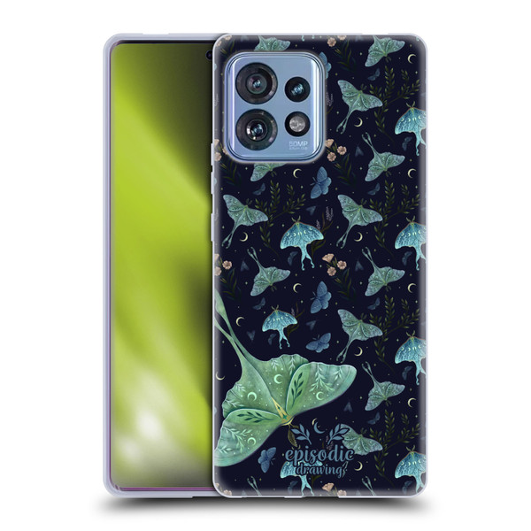 Episodic Drawing Moth Patterns Green Soft Gel Case for Motorola Moto Edge 40 Pro
