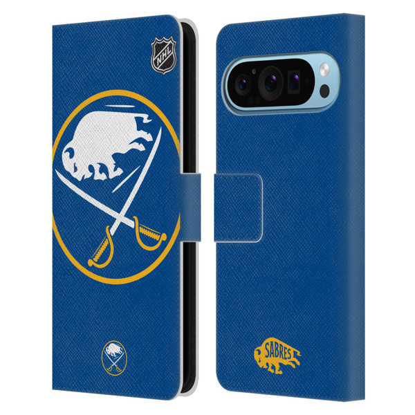 NHL Buffalo Sabres Oversized Leather Book Wallet Case Cover For Google Pixel 9 / Pixel 9 Pro
