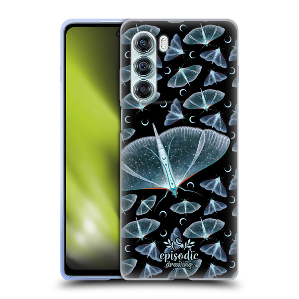 Episodic Drawing Moth Patterns Translucent Soft Gel Case for Motorola Edge S30 / Moto G200 5G