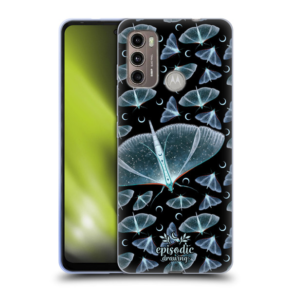 Episodic Drawing Moth Patterns Translucent Soft Gel Case for Motorola Moto G60 / Moto G40 Fusion
