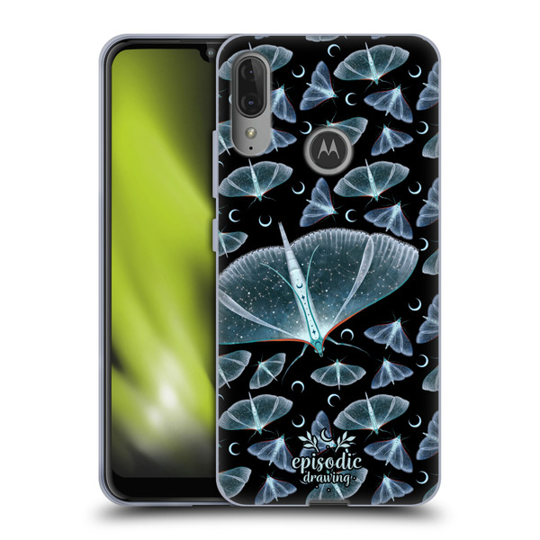 Episodic Drawing Moth Patterns Translucent Soft Gel Case for Motorola Moto E6 Plus