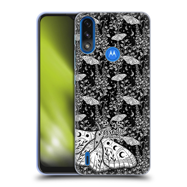 Episodic Drawing Moth Patterns White Soft Gel Case for Motorola Moto E7 Power / Moto E7i Power