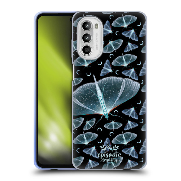 Episodic Drawing Moth Patterns Translucent Soft Gel Case for Motorola Moto G52