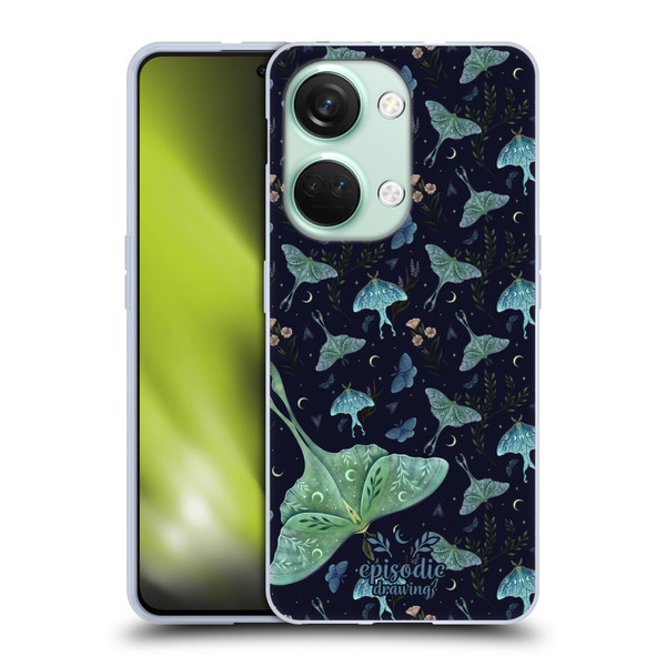 Episodic Drawing Moth Patterns Green Soft Gel Case for OnePlus Nord 3 5G