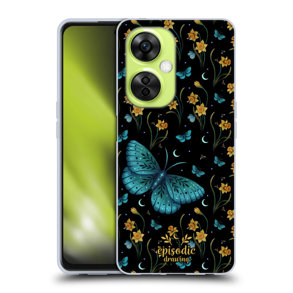 Episodic Drawing Moth Patterns Daffodil Flowers Soft Gel Case for OnePlus Nord CE 3 Lite 5G
