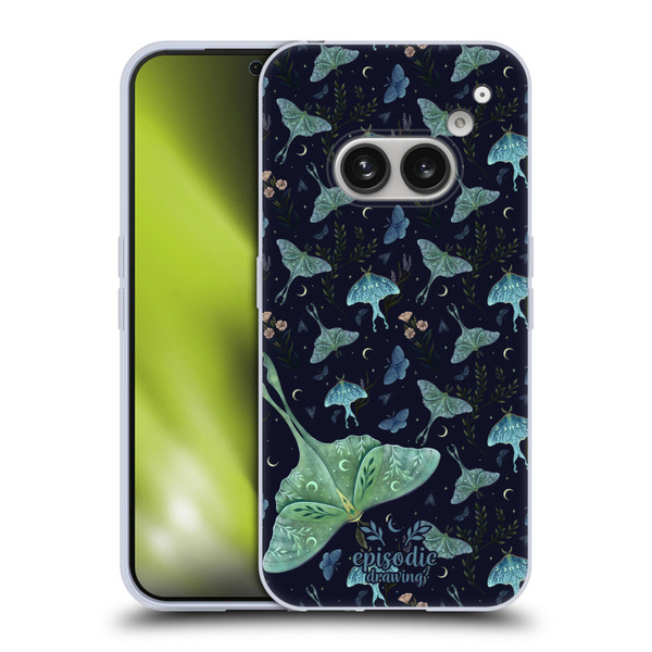 Episodic Drawing Moth Patterns Green Soft Gel Case for Nothing Phone (2a)