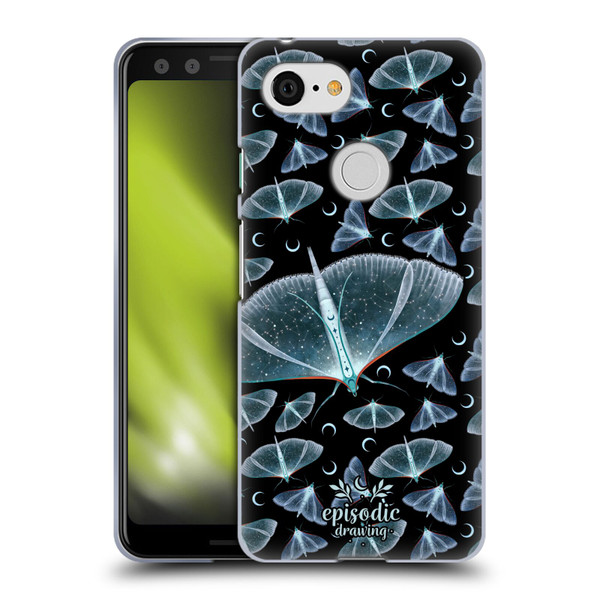 Episodic Drawing Moth Patterns Translucent Soft Gel Case for Google Pixel 3