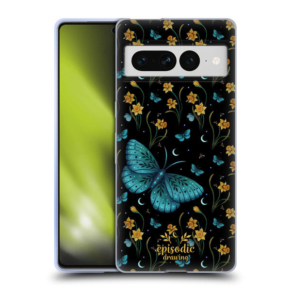 Episodic Drawing Moth Patterns Daffodil Flowers Soft Gel Case for Google Pixel 7 Pro