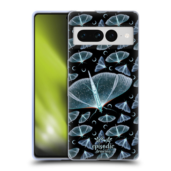 Episodic Drawing Moth Patterns Translucent Soft Gel Case for Google Pixel 7 Pro
