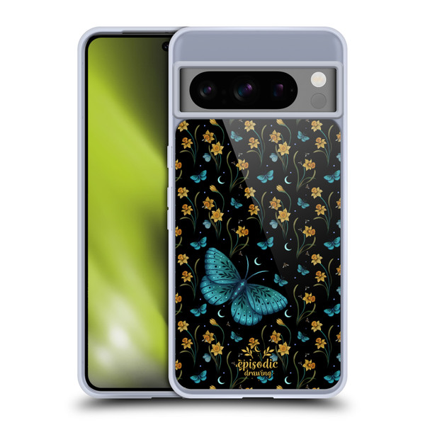 Episodic Drawing Moth Patterns Daffodil Flowers Soft Gel Case for Google Pixel 8 Pro