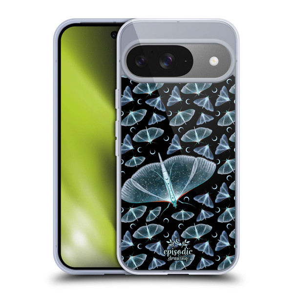 Episodic Drawing Moth Patterns Translucent Soft Gel Case for Google Pixel 9 / Pixel 9 Pro