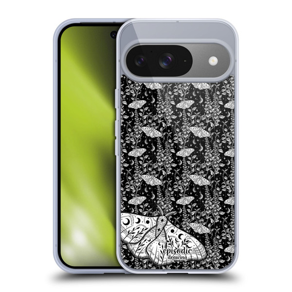 Episodic Drawing Moth Patterns White Soft Gel Case for Google Pixel 9 / Pixel 9 Pro