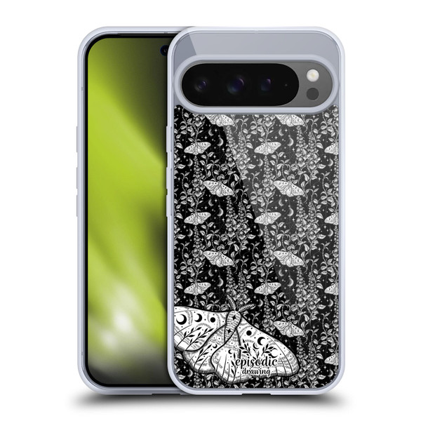 Episodic Drawing Moth Patterns White Soft Gel Case for Google Pixel 9 Pro XL