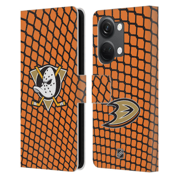 NHL Anaheim Ducks Net Pattern Leather Book Wallet Case Cover For OnePlus Nord 3 5G
