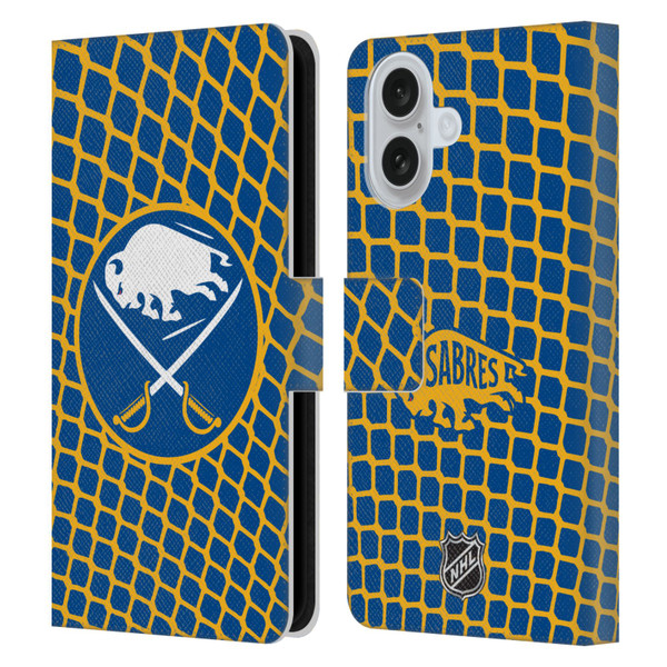 NHL Buffalo Sabres Net Pattern Leather Book Wallet Case Cover For Apple iPhone 16