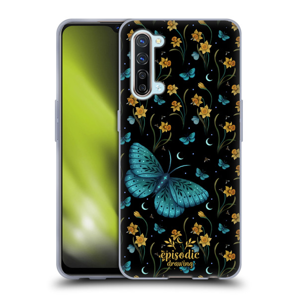 Episodic Drawing Moth Patterns Daffodil Flowers Soft Gel Case for OPPO Find X2 Lite 5G