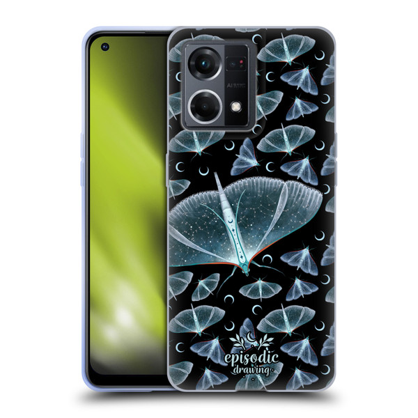 Episodic Drawing Moth Patterns Translucent Soft Gel Case for OPPO Reno8 4G