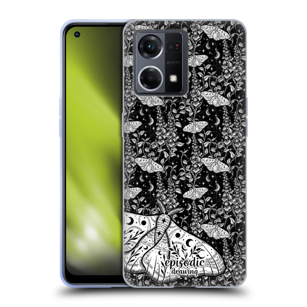 Episodic Drawing Moth Patterns White Soft Gel Case for OPPO Reno8 4G