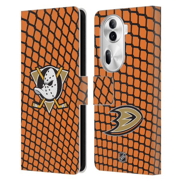 NHL Anaheim Ducks Net Pattern Leather Book Wallet Case Cover For OPPO Reno11