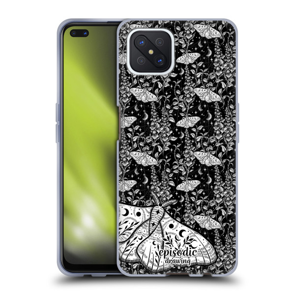 Episodic Drawing Moth Patterns White Soft Gel Case for OPPO Reno4 Z 5G