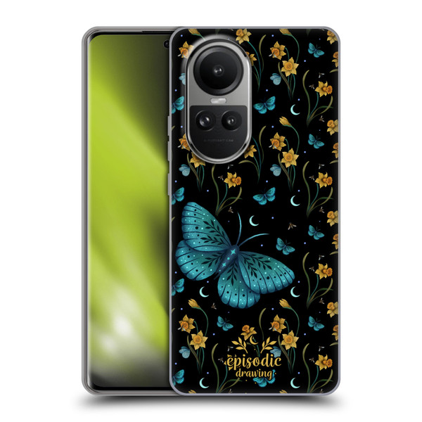 Episodic Drawing Moth Patterns Daffodil Flowers Soft Gel Case for OPPO Reno10 5G / Reno10 Pro 5G