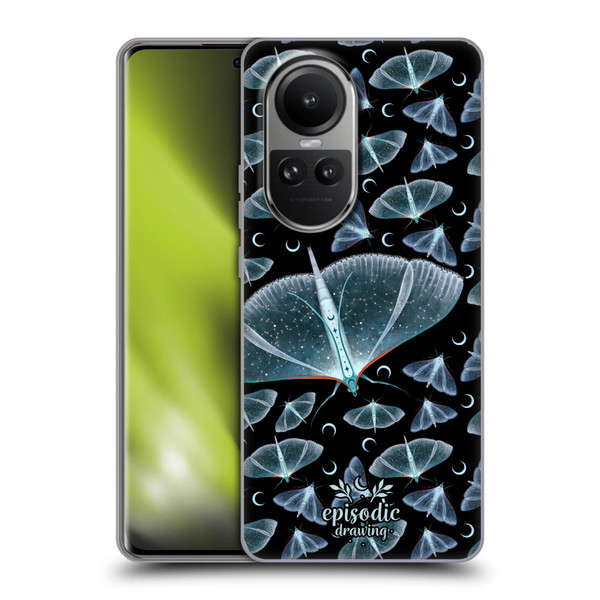 Episodic Drawing Moth Patterns Translucent Soft Gel Case for OPPO Reno10 5G / Reno10 Pro 5G