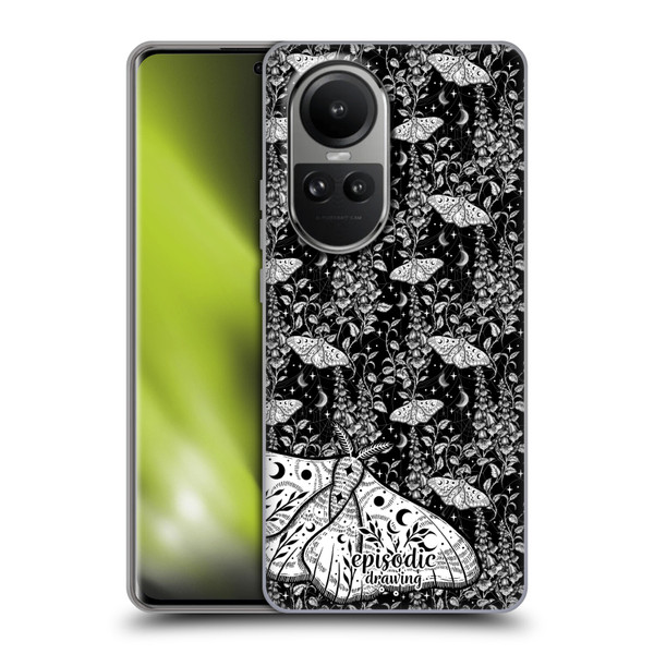 Episodic Drawing Moth Patterns White Soft Gel Case for OPPO Reno10 5G / Reno10 Pro 5G