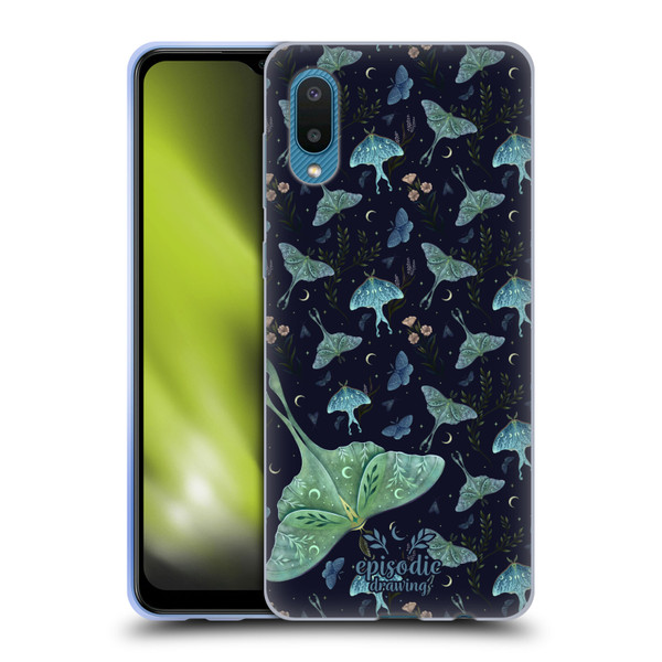Episodic Drawing Moth Patterns Green Soft Gel Case for Samsung Galaxy A02/M02 (2021)