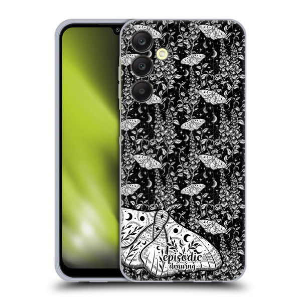 Episodic Drawing Moth Patterns White Soft Gel Case for Samsung Galaxy A25 5G
