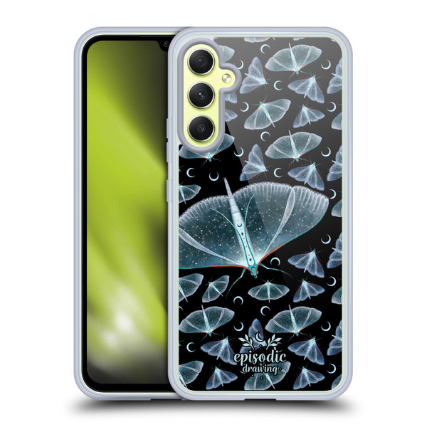 Episodic Drawing Moth Patterns Translucent Soft Gel Case for Samsung Galaxy A34 5G