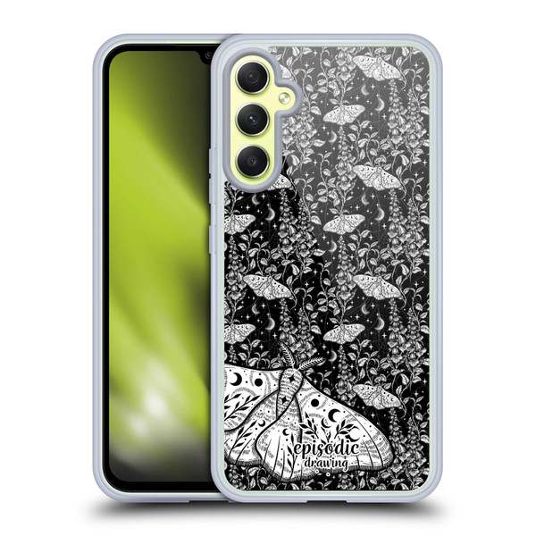 Episodic Drawing Moth Patterns White Soft Gel Case for Samsung Galaxy A34 5G