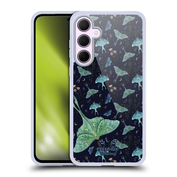Episodic Drawing Moth Patterns Green Soft Gel Case for Samsung Galaxy A35 5G