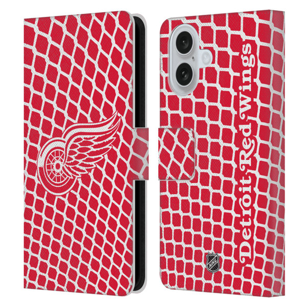 NHL Detroit Red Wings Net Pattern Leather Book Wallet Case Cover For Apple iPhone 16