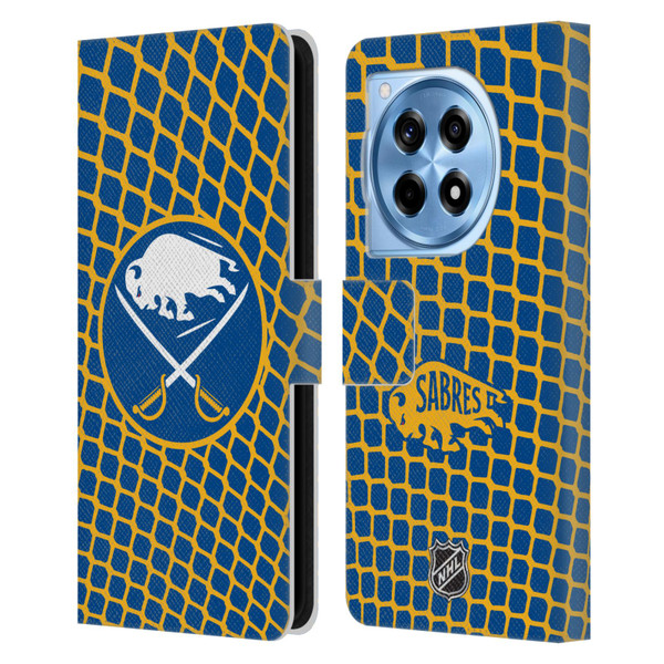 NHL Buffalo Sabres Net Pattern Leather Book Wallet Case Cover For OnePlus 12R