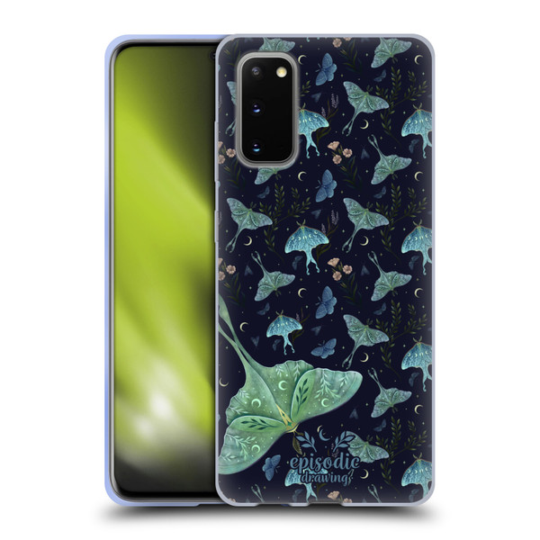 Episodic Drawing Moth Patterns Green Soft Gel Case for Samsung Galaxy S20 / S20 5G