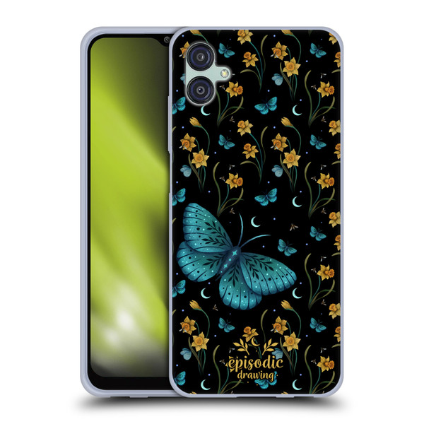 Episodic Drawing Moth Patterns Daffodil Flowers Soft Gel Case for Samsung Galaxy M04 5G / A04e